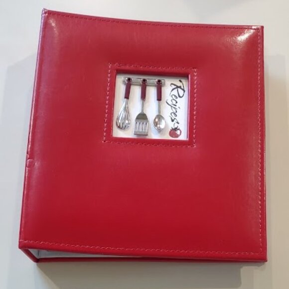 C. R.GIBSON KITCHEN KEEPER BINDER BONDED RED LEATHER RECIPE BOOK 9 X 9.5  NWOT - Picture 1 of 13